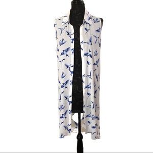 Cable And Gauge Blue Bird Print Tunic Dress